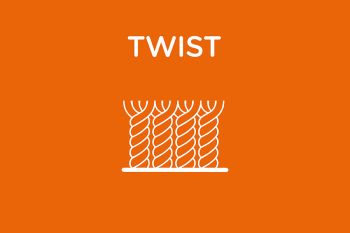 Cross section of twist pile carpet yarns